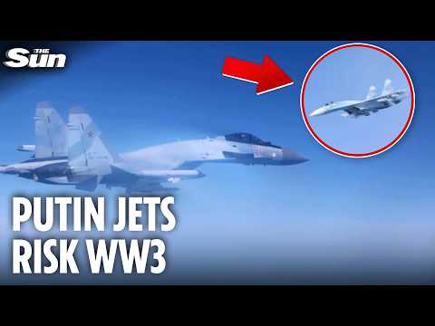 Moment Russia fighter pilot flies just SIX METRES in front of RAF jet in dangerous Black Sea threat thumbnail
