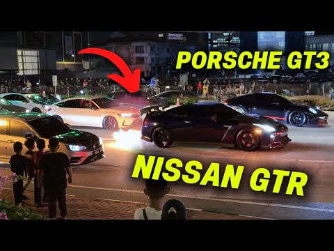 Porsche GT3 & Nissan GTR belanja bunyi, besar betul api ! - Malam minggu Kuantan thumbnail