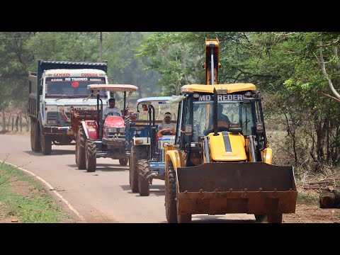 JCB 3dx Loading Tractor | Swaraj 744 FE | Mahindra Arjun Novo 605 and Tata Truck thumbnail