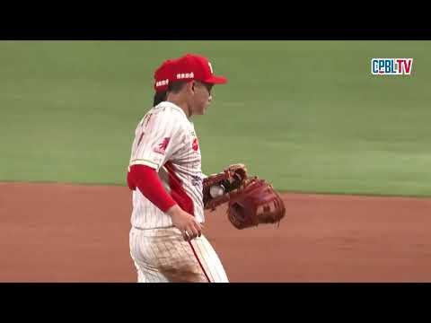 05/19 台鋼 VS 味全 四局上，郭阜林安打站上一壘，往二壘盜壘遭到刺殺出局 thumbnail