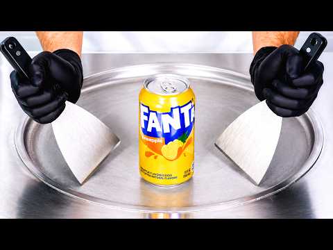 Fanta Pineapple - Ice Cream Rolls | ASMR thumbnail