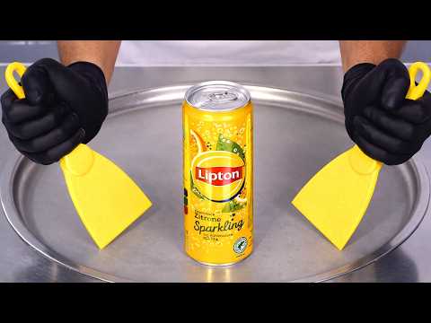 Lipton Sparkling Iced Tea - Ice Cream Rolls | ASMR 🍋 thumbnail