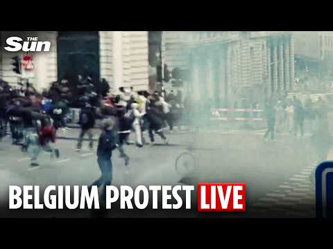LIVE: Tear gas is deployed at a protest in Belgium by teachers and students thumbnail