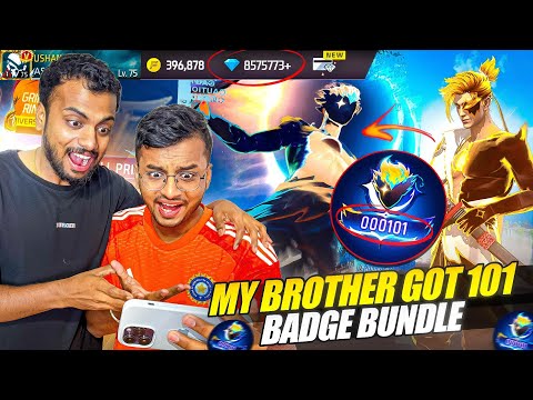 My Brother Got 101 Badge Bundle On Live Reaction  ? - Garena Free Fire Max  thumbnail