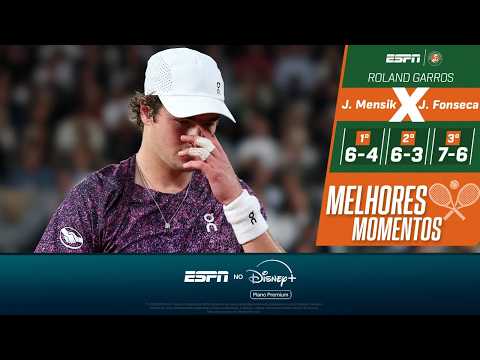 JOÃO FONSECA LUTA, MAS PERDE PARA MENSIK E ESTÁ ELIMINADO EM ROLAND GARROS | MELHORES MOMENTOS thumbnail