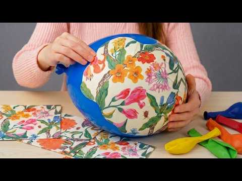 INCREDIBLE DIY Idea with a Balloon and Patterned paper napkins! Home decor thumbnail
