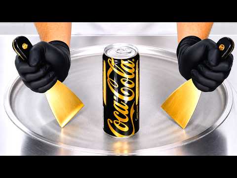 Golden Coca-Cola Ice Cream Rolls | ASMR Satisfying thumbnail