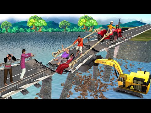 JCB Tractor Saves Villagers Road Bridge Construction Hindi Kahani Hindi Moral Stories Comedy Video thumbnail