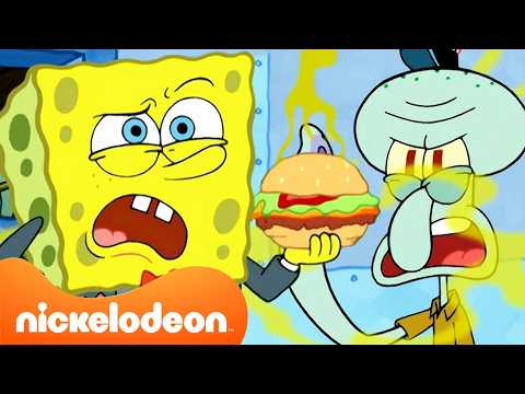 SpongeBob | Momen Makanan SpongeBob yang Paling Aneh & Menjijikkan 🤢🍔 | 10 Menit | Nickelodeon thumbnail