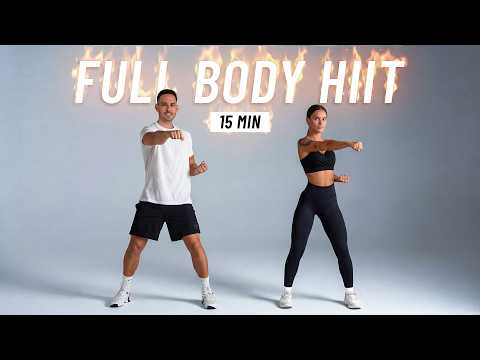 15 MIN CARDIO HIIT WORKOUT - ALL STANDING - Full Body, No Equipment, at Home thumbnail