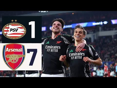 PSV vs Arsenal 1-7 | All Goals & Highlights | UCL 2025 | Champions League Round of 16 thumbnail