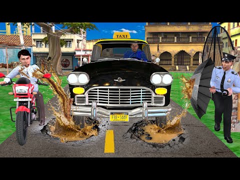 Ghamandi Car Taxi Driver Splashing Water on Motorbike Hindi Kahani Hindi Moral Stories Comedy Video thumbnail