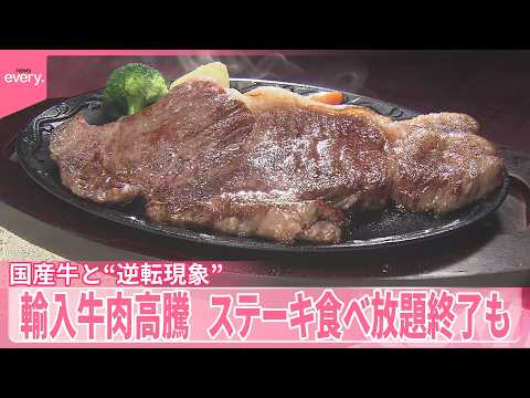 【輸入牛肉高騰】“世界的な争奪戦”に  ステーキ食べ放題終了も  国産牛と“逆転現象” thumbnail