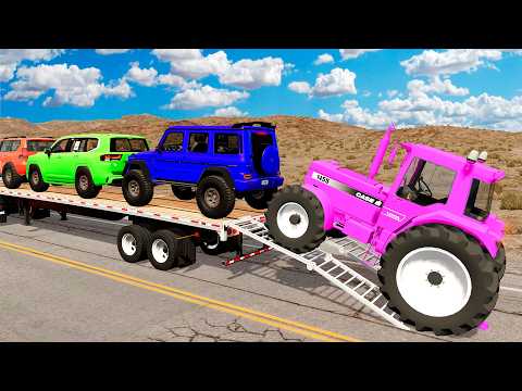 Flatbed Truck Mcqueen | Transportation with Truck - Pothole vs Car #307 - BeamNG.Drive thumbnail