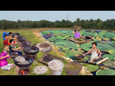 Makhana Farming Village Style Healthy Makhana Making Hindi Kahani Moral Stories Funny Comedy Video thumbnail