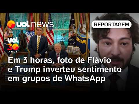 Foto de Flávio Bolsonaro com Trump inverteu sentimento em grupos de WhatsApp em 3 horas thumbnail