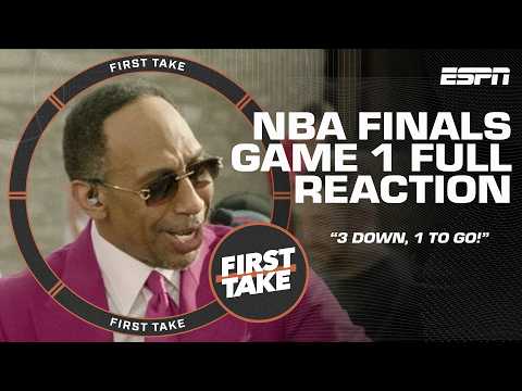 Stephen A. is ALL SMILES talking the Knicks' NBA Finals Game 1 win vs. the Spurs 😁 | First Take thumbnail
