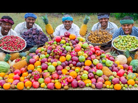 MIXED FRUIT JAM | Colorful Healthy Fruits Mixed Jam Recipe Cooking in Village | Fruits Cutting Skill thumbnail