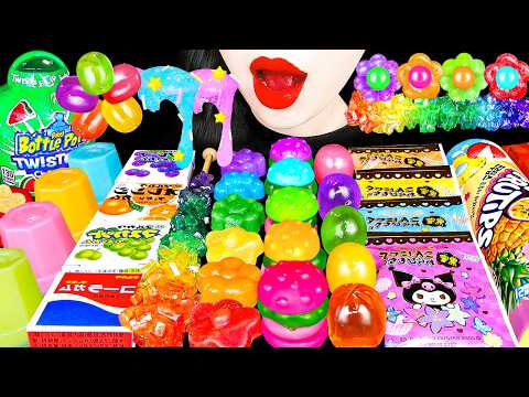 ASMR RAINBOW DESSERTS 무지개 햄버거 쿠로미 먹는 레인보우 슬라임 BURGER GUMMY KUROMI CHOCOLATE EDIBLE SLIME MUKBANG 먹방 thumbnail