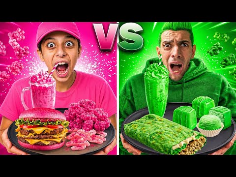 24H VIVRE EN UNE SEULE COULEUR ! ROSE VS VERT (One Color 24H Challenge) thumbnail