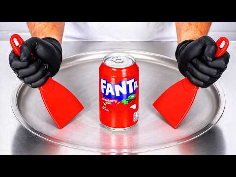 Fanta Strawberry & Kiwi - Ice Cream Rolls | ASMR 🍓🥝🍦 thumbnail