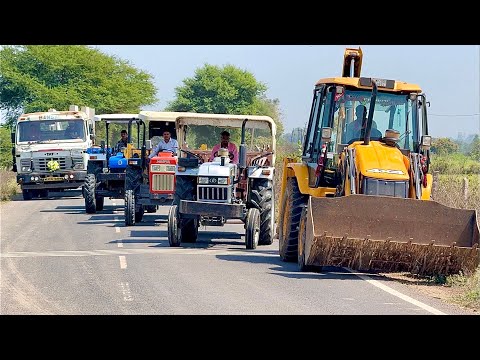 Swaraj 855 Fe | New Holland 3630 | JCB 3dx Loading Mud for Levelling work Eicher 485 with Trolley thumbnail