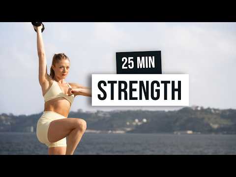 25 MIN STRENGTH WORKOUT - Full Body With Weights, No Jumping, Dumbbell Workout At Home thumbnail