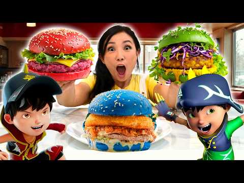 BORONG BURGER BOBOIBOY GALAXY ! BOBOIBOY BLAZE & DURI, MERAH VS BIRU VS HIJAU thumbnail