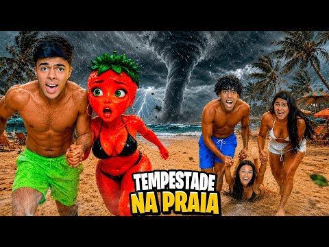 ESTEVÃO E MORANGUETE FORAM PEGOS POR UMA FORTE TEMPESTADE NA PRAIA!!😱😱🌊 *veio tsunami  thumbnail
