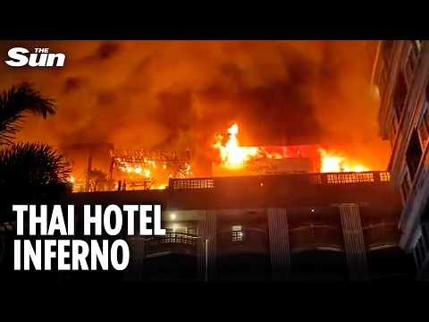 Raging inferno breaks out at packed hotel forcing hundreds of tourists to run to safety thumbnail