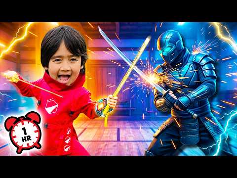 Ninja Ryan Saves the Day! | 1 Hour Kid's NINJA Adventure Stories thumbnail