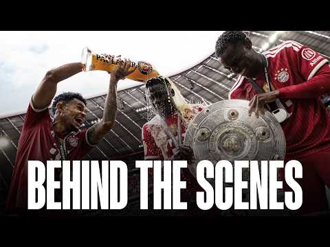 Beer showers & trophy handover: FC Bayern's championship celebrations 🥳😍 | Behind the scenes thumbnail