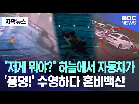 [자막뉴스] "저게 뭐야?" 하늘에서 자동차가.. '풍덩!' 수영하다 혼비백산 (MBC뉴스) thumbnail