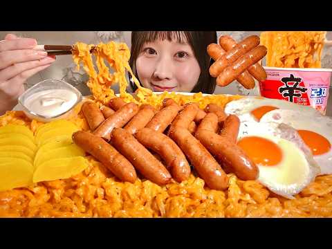 ASMR Shin Ramyun Rosé【Mukbang/ Eating Sounds】【English subtitles】 thumbnail