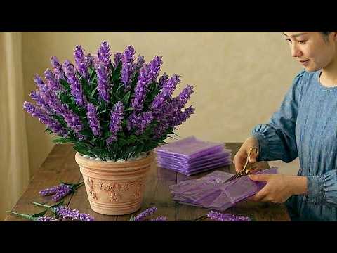 Turn Plastic bags Into Beautiful Lavender Flowers! 🌸Genius DIY Flower Tutorial thumbnail