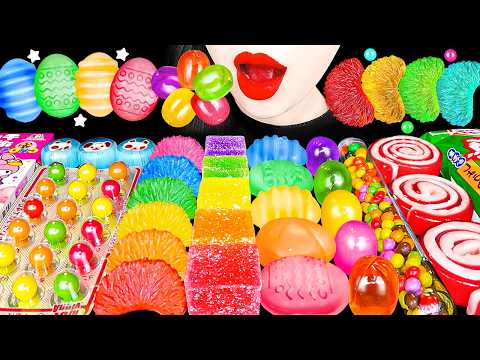 ASMR RAINBOW DESSERTS 무지개 꿀젤리 왁스병 킨조젤리 운세보기 초콜릿 디저트 먹방 KINJO JELLY GUMMY CANDY EATING SOUNDS MUKBANG thumbnail