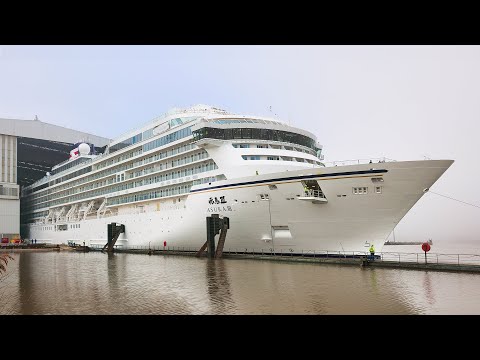 Float Out of Cruise Ship ASUKA III at Meyer Werft Shipyard in 8K thumbnail