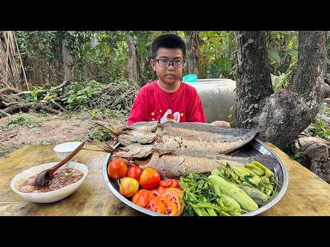 Chef Seyhak: Yummy deep fry snake head fish cooking | Deep fry fish with red chili thumbnail