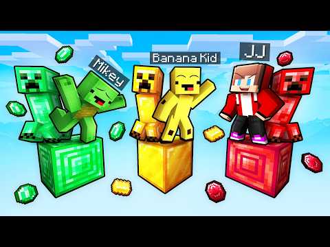 JJ and Mikey: ONE BLOCK CREEPER BATTLE in Minecraft... thumbnail