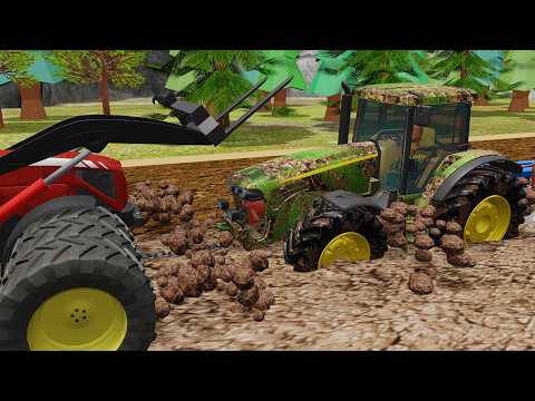 It Had to Be Fixed!   Tractor Stuck in Mud - Traktor and Big Challenge thumbnail