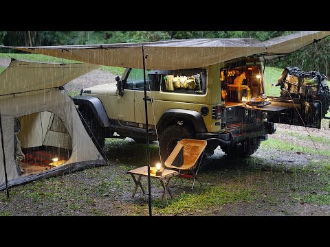 SOLO Camping in heavy RAIN [ Cozy Slow Life in a Jungle | RELAX, SLEEP, FOCUS, STUDY ASMR ] thumbnail