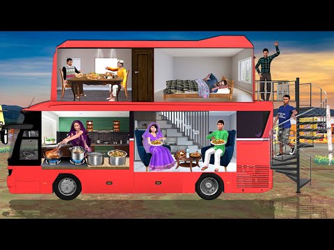 Two Storey Bus House Cheapest Double Decker Bus House Jugaad Hindi Kahani Moral Stories Comedy Video thumbnail