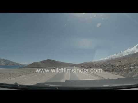 Road journey along Pangong Tso near Merak Village Ladakh thumbnail