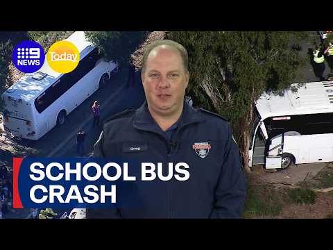 Bus driver fighting for life after Western Sydney school bus crash | 9 News Australia thumbnail