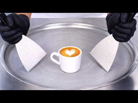 Espresso - Black Coffee Ice Cream Rolls | ASMR ☕️🍦 thumbnail