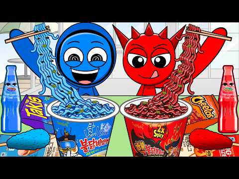 Blue & Red Convenience Store Food l Incredibox Sprunki Mukbang l MOOMOO STUDIO thumbnail