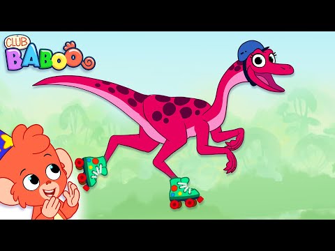DINO on ROLLERSKATES | Club Baboo | Funny Dinosaur Videos for Kids | 1HOUR Learn Dino Names ABC Trex thumbnail
