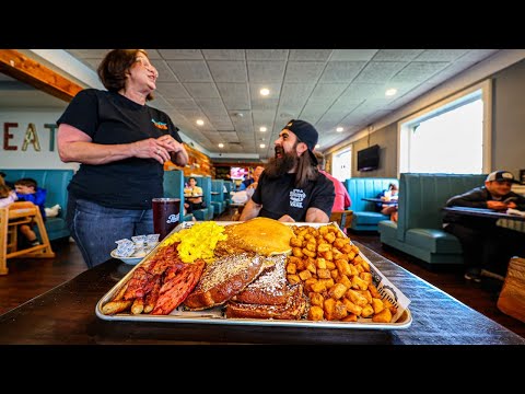 “HE’S NOT GONNA MAKE IT!”…ATTEMPTING A HUGE BREAKFAST CHALLENGE AT A BUSY NY DINER! | BeardMeatsFood thumbnail