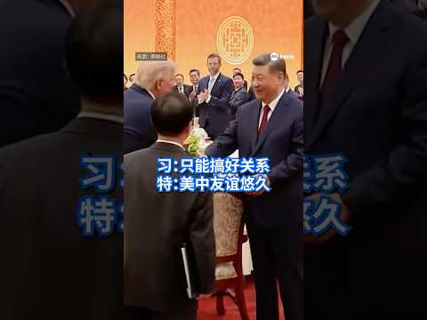 中国国家主席习近平在宴会上致辞时表示，他同特朗普就中美关系，以及国际和地区局势深入交换意见。双方一致认为，中美关系只能搞好，不能搞坏。 #8视界新闻网 #习特会 #习近平 #特朗普 #国宴 thumbnail