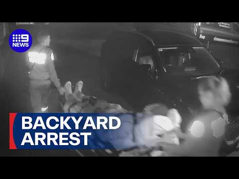 Police chase ends in dramatic backyard arrest | 9 News Australia thumbnail